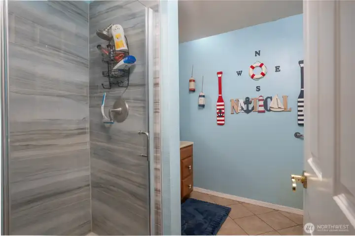 3/4 bath for downstairs guests.