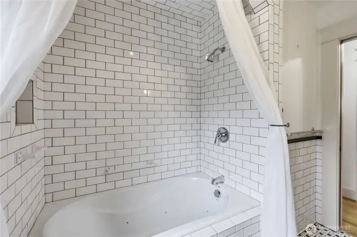 Relax in the large deep jetted tub. Perfect for those days you just want to pamper yourself.