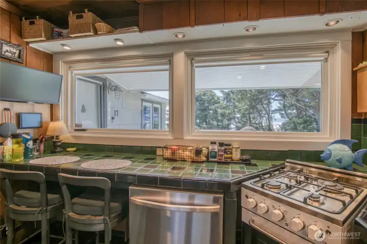 Equipped with a dishwasher, these windows allow amazing views while cooking and eating