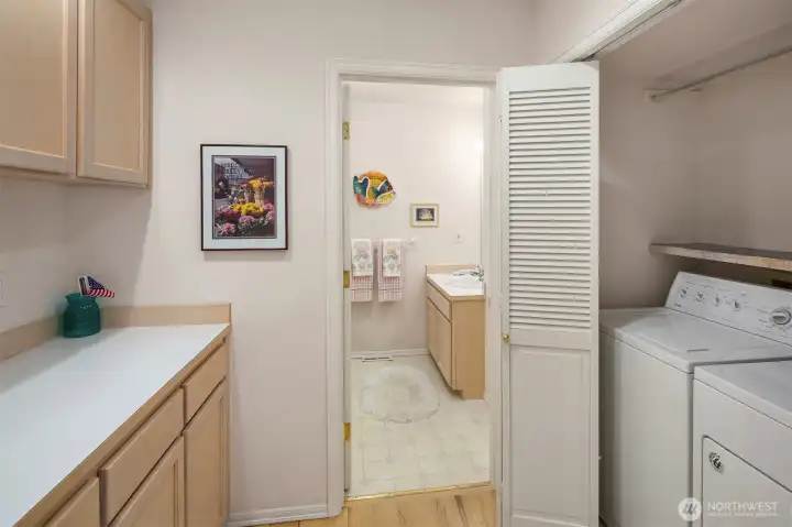 Main floor laundry & storage space.
