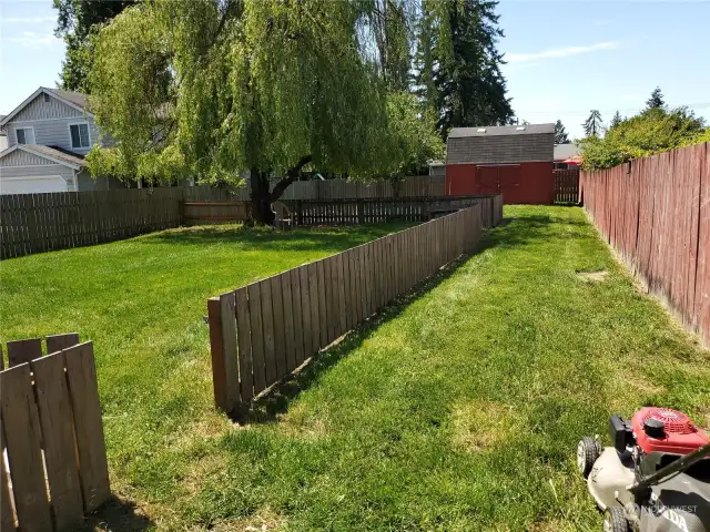 backyard with fence for play area.