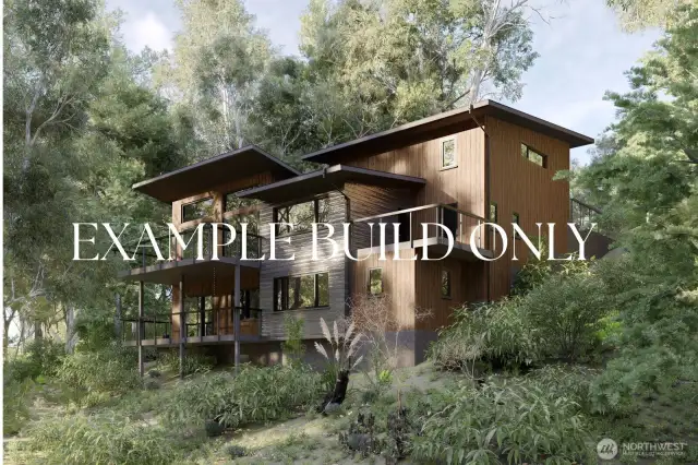EXAMPLE ONLY, again, not in proportion to the property elevation...shown to give Buyers an example of the home that could potentially be built on this property.