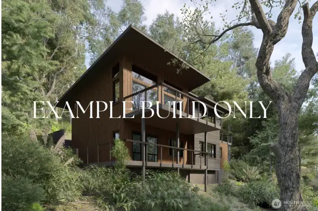 EXAMPLE ONLY. In this rendering you could potentially see how the home could be built facing towards the bottom of the lot...but again, this is only a rough example of what the building could potentially look like.