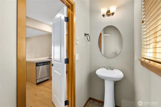 1/2 bath off the kitchen.