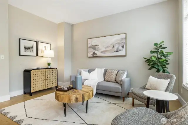 Family Room Designed for Easy Entertaining Adjacent to the Kitchen
