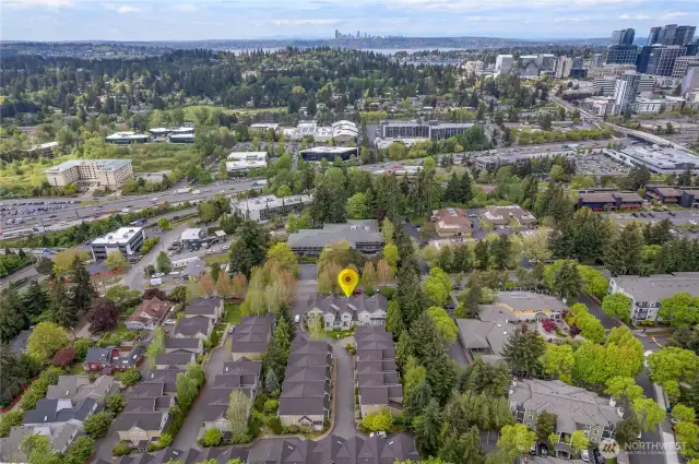 Looking West, Meydenbauer Bay, Lake Washington and Seattle in the distance