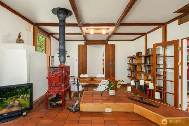 Looking through the living room to the dining area.