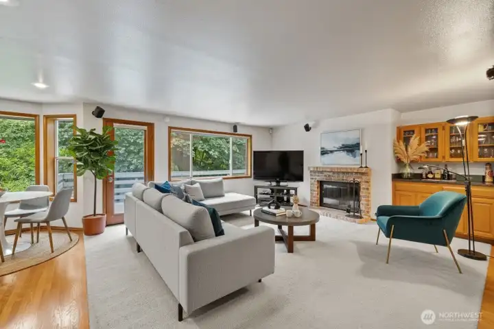 Tons of natural light in this virtually staged living room