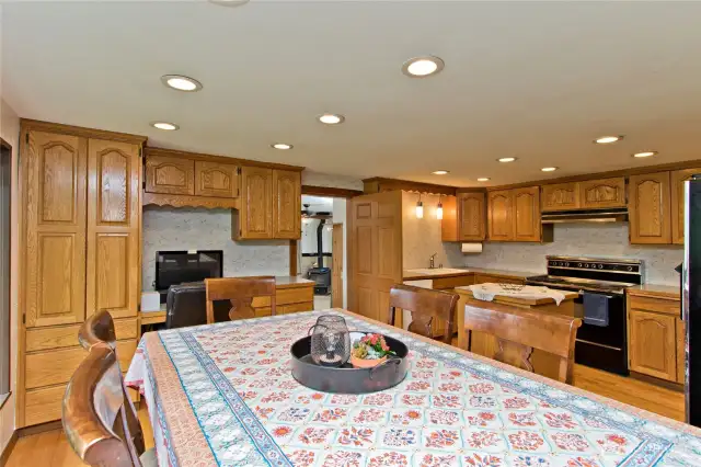Dining room and kitchen.