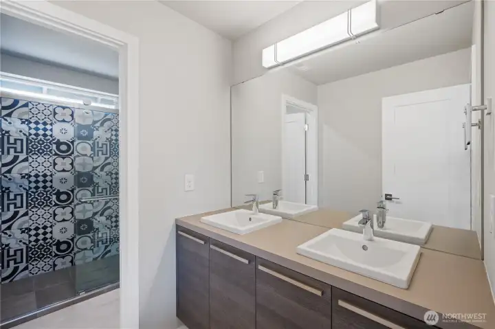 Custom second floor bath to match main floor guest bath