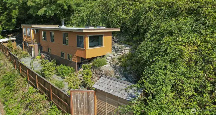 Drone view of the Main (south) home