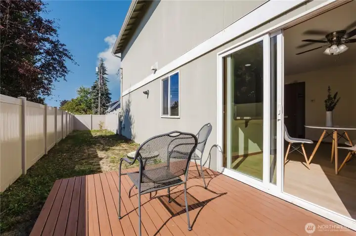 Private deck with fresh paint