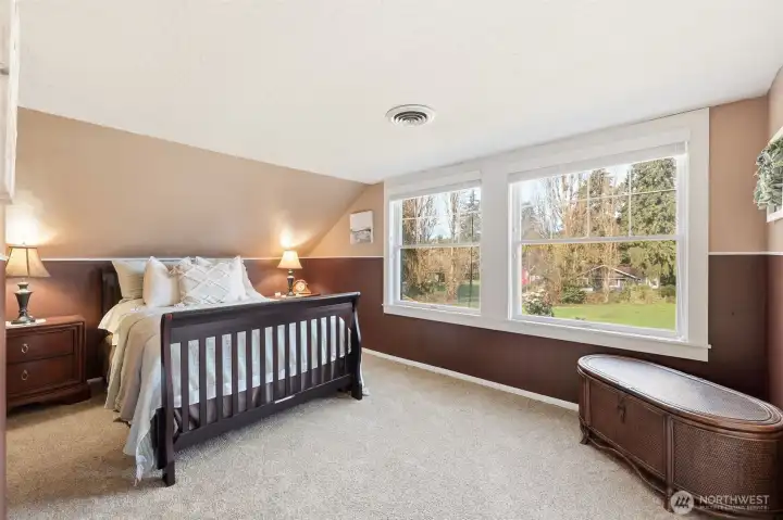 1 of 3 upstairs bedrooms. This room over looks the pasture.