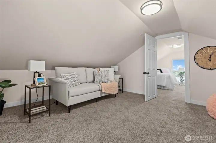 Loft at top of stairs could be a guest room or office