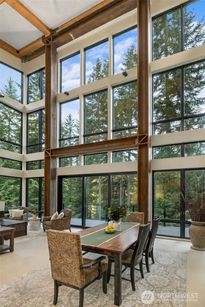 Dining at this table in the middle of the established trees would be such a delightful experience.