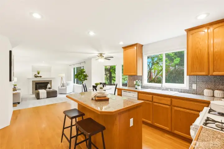 kitchen connected to second living room
