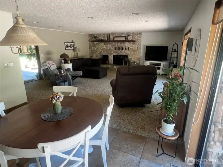 Large Family Room with cozy wood fireplace