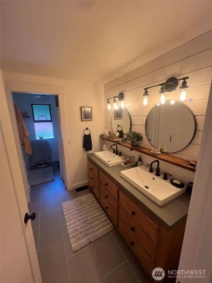 Primary bath with dual vanities