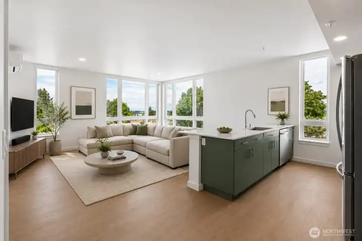 This top floor corner unit has so much natural light. Beautiful views. Virtually staged This top floor corner unit has so much natural light. Beautiful views. Virtually staged