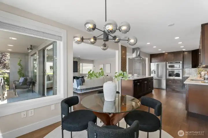 Separate versatile dining area can host intimate gatherings or entertain larger parties. Separate versatile dining area can host intimate gatherings or entertain larger parties.