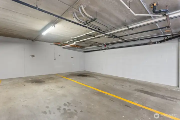 2 large, side-by-side parking spaces are conveniently located next to the elevator and stairwell 2 large, side-by-side parking spaces are conveniently located next to the elevator and stairwell