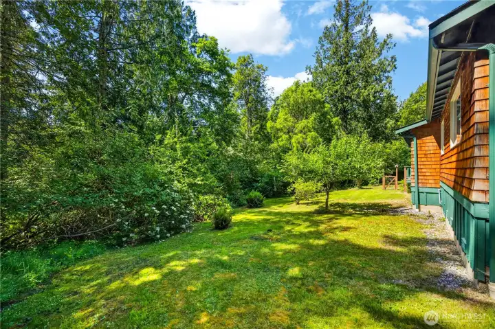 The large backyard for play and relaxation. The large backyard for play and relaxation.