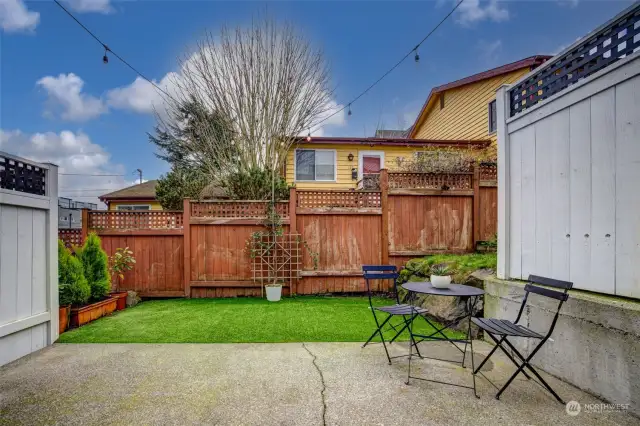 Pet-friendly private patio with turf