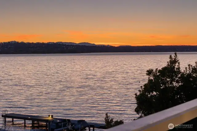 Golden skies-Lake Washington at her finest-year-round beauty.