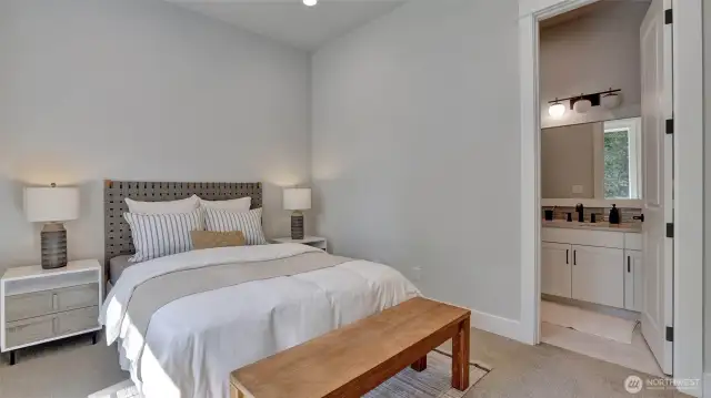 Main level junior suite with wonderful stylish details and a private bath.