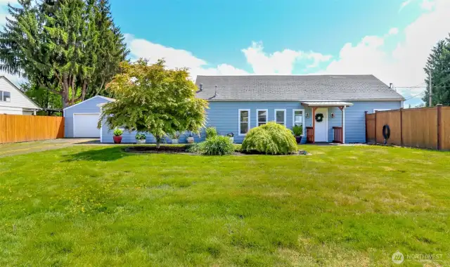 Large front yard on corner lot