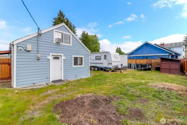 Separate fenced in space for RV parking and toys