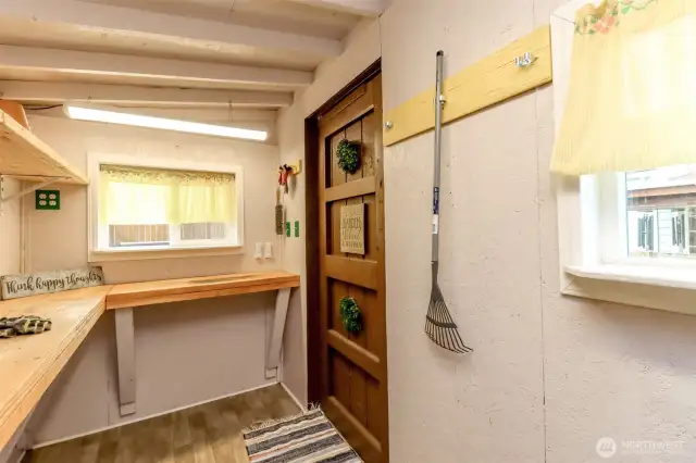 Inside garden shed