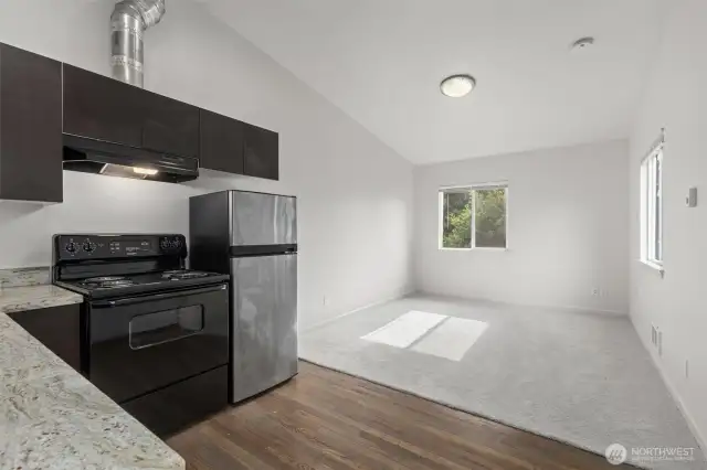 1 bed, 1 bath ADU with private exterior entrance. *Staircase at the back of the building.
