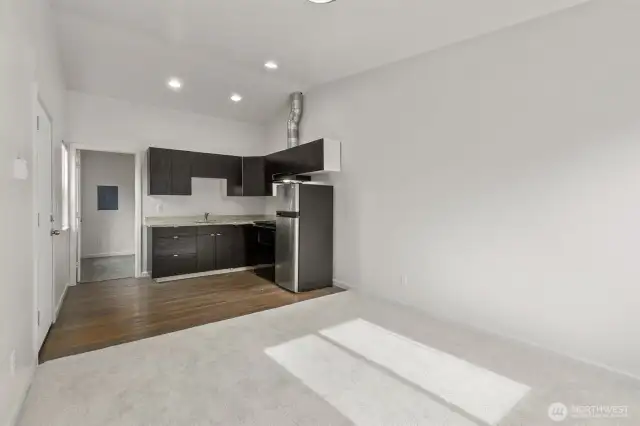 1 bed, 1 bath ADU with private exterior entrance. *Staircase at the back of the building.