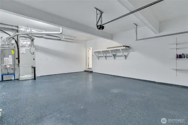 Painted garage with Epoxy flooring