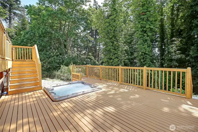 Enjoy the hot tub on your deck in the night or day with privacy