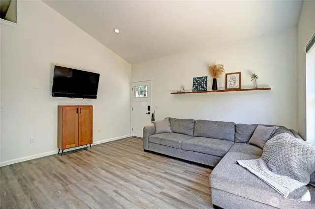 area for fireplace with heat tempered window