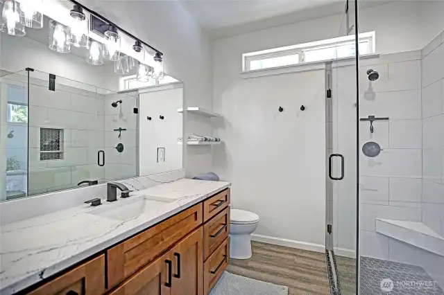 Master bathroom with walk in closet