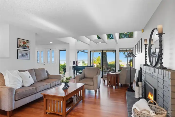 Main level family room with new gas fireplace