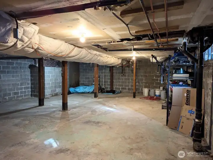 Garage space area with potential shop space.