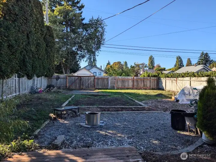 Flat backyard, perfect space to create.