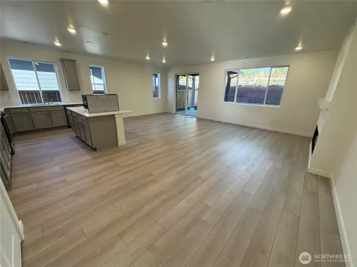 Kitchen, dining and living room