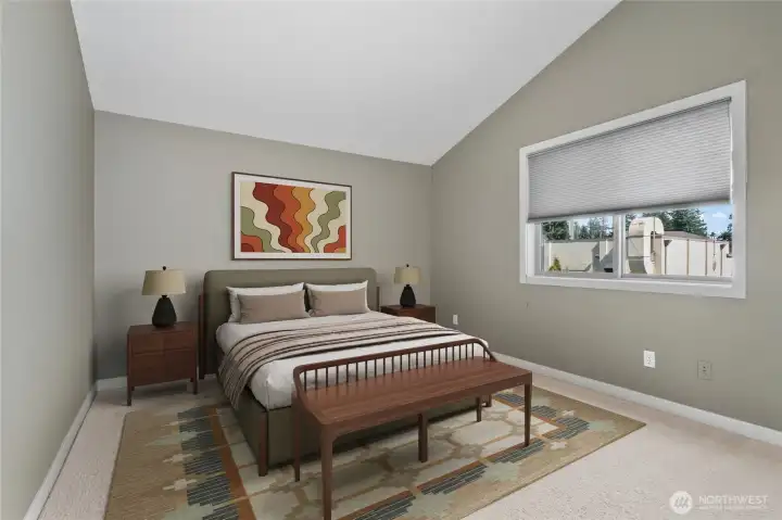 2nd bedroom on upper floor is virtually staged