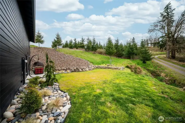 Patio and backyard space. All wired for a hot tub!