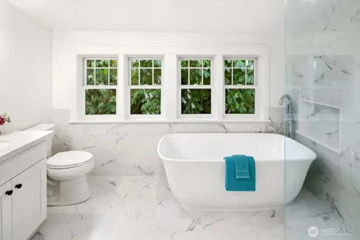 Large soaking tub