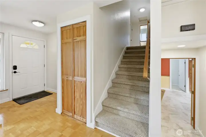 Upstairs to 3 beds and 1 full bathroom.
