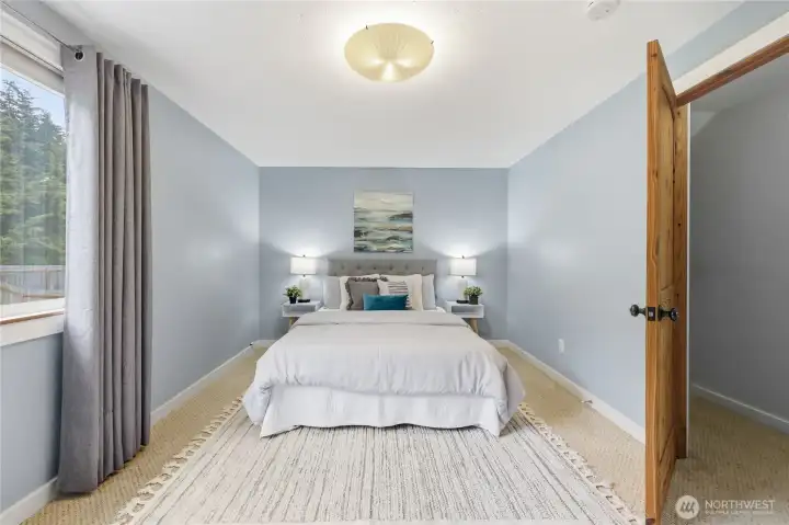 Calming primary bedroom.