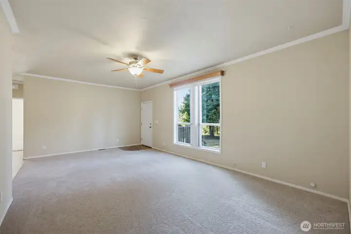 Looking back at the Front Door. Note the Ceiling Fan.
