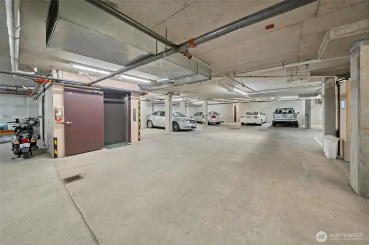 One covered garage parking spot
