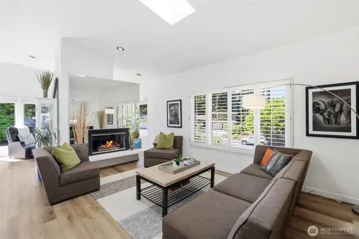 The gas fireplace, complete with a spacious sitting hearth, serves as a stunning focal point that brings warmth, character, and a grand feel to the living space. The gas fireplace, complete with a spacious sitting hearth, serves as a stunning focal point that brings warmth, character, and a grand feel to the living space.